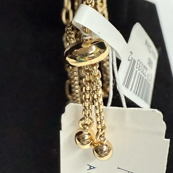 Alex and Ani Triple Row Gold Bracelet with Black Beads - Picture 4 of 4